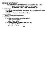 Đề kiểm tra 45 phút lần I học kỳ I năm học 2015  2016 môn Công nghệ khối 12 - Trường THCS và THPT Mỹ Bình